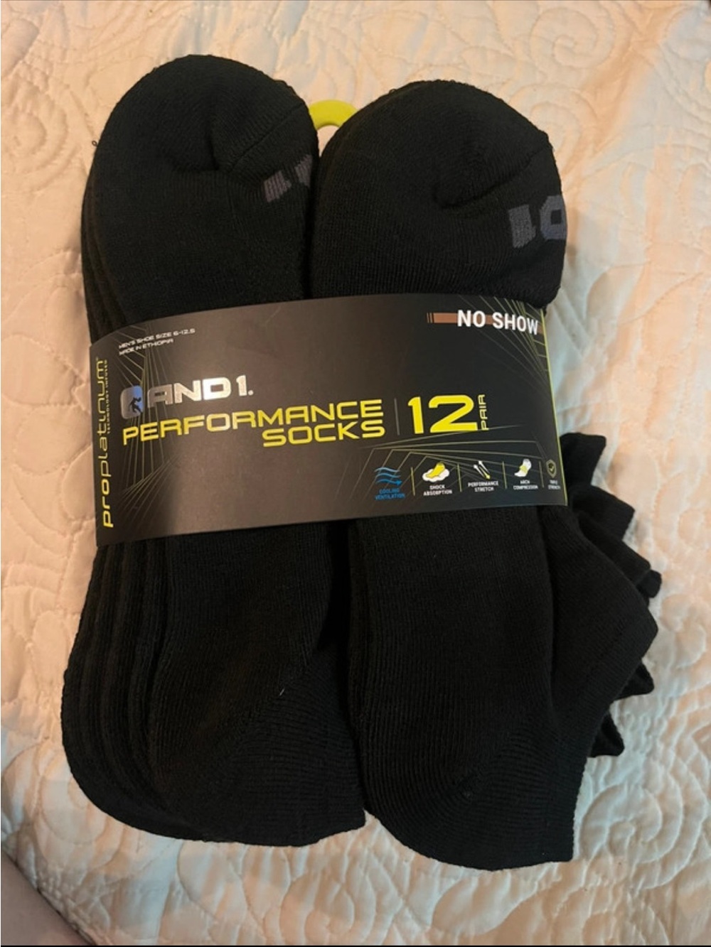 And1 Black No-Show Athletic Socks - 12 Pack
